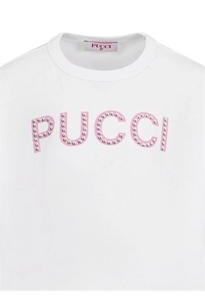T-shirt bianca con logo con borchie EMILIO PUCCI KIDS | PY8B31Z3672100FU